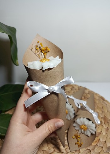 el yapımı papatya mum hediyelik buket - Görsel 3