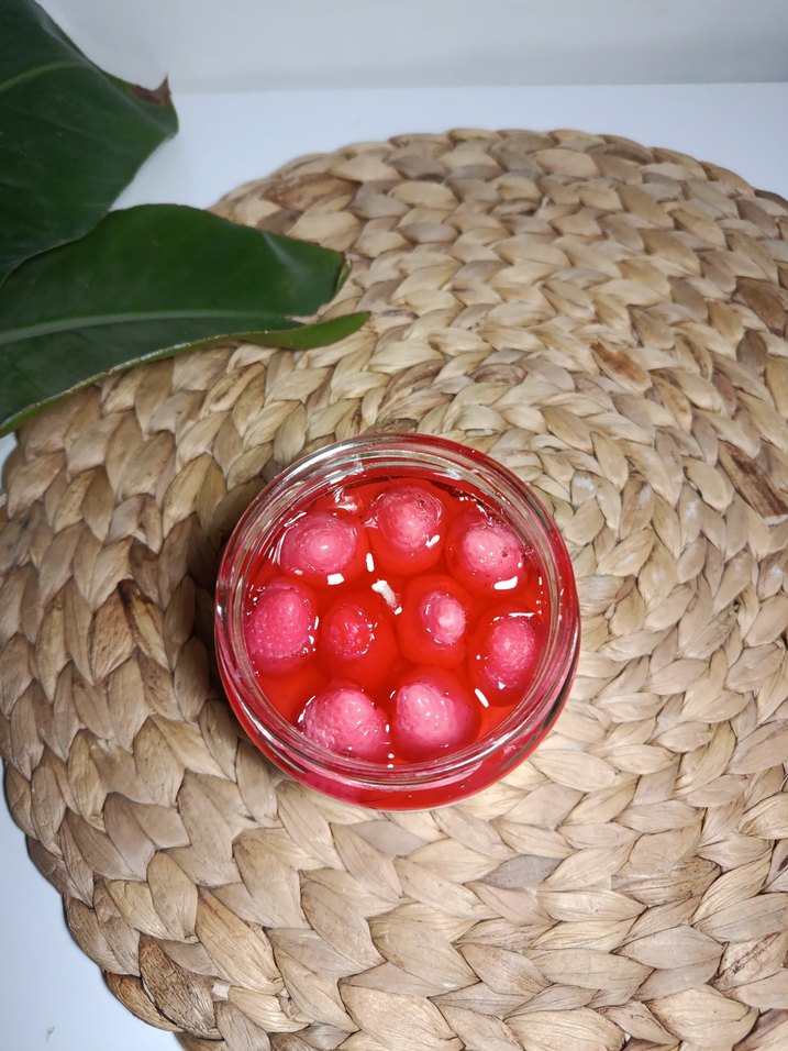 çilek reçeli şeklinde El Yapımı kavanoz Mum - Görsel 2