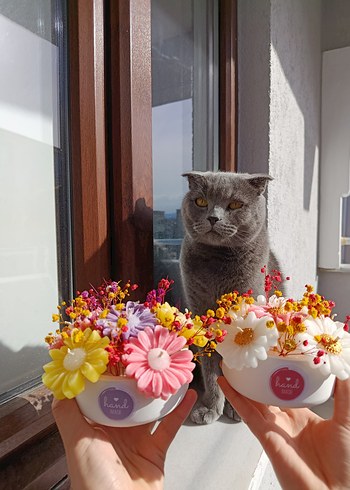 Renkli Çiçek Tasarımlı Dekoratif Mumlar - Görsel 3