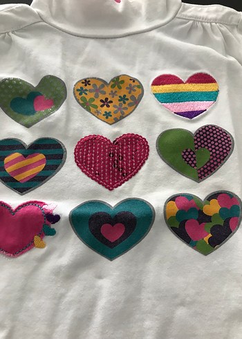 Kız çocuk Kalp Baskılı Uzun Kollu tişört - Görsel 2