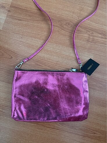 Forever 21 Pembe lame uzun saplı çanta