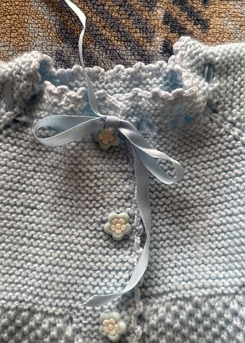 Kız Çocuk bebe mavi Kolsuz Süveter - Görsel 3