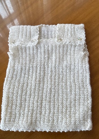 Beyaz Örgü Bebek Önlüğü - Görsel 4