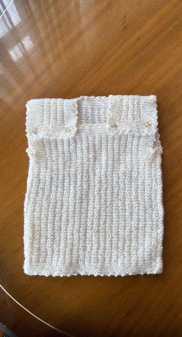 Beyaz Örgü Bebek Önlüğü - Görsel 5