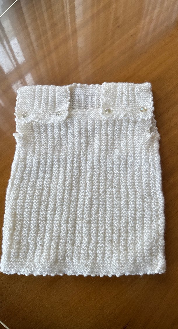 Beyaz Örgü Bebek Önlüğü - Görsel 4