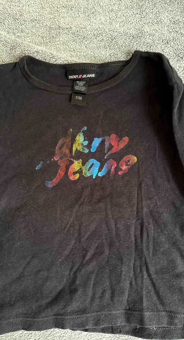 Dkny Kız Çocuk Siyah Uzun Kollu Baskılı Tişört - Görsel 2