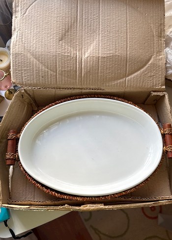 Diğer Parlak Beyaz Oval Servis Tabağı
