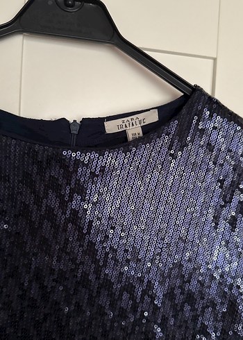 xl Beden mavi Renk Zara Parlak Mavi Kısa Kollu Bluz