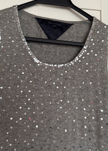 Tommy Hilfiger Tommy Hilfiger Gri Simli kaşmir pamuk Kolsuz Kadın bluz