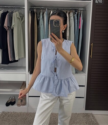 Zara Ön bağlama detaylı gömlek