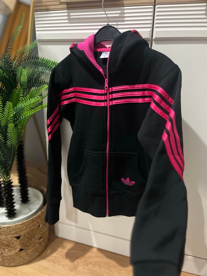 Kapüşonlu Fermuarlı Siyah-Pembe üst - Görsel 4