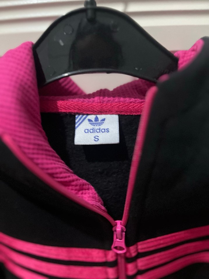 Kapüşonlu Fermuarlı Siyah-Pembe üst - Görsel 5