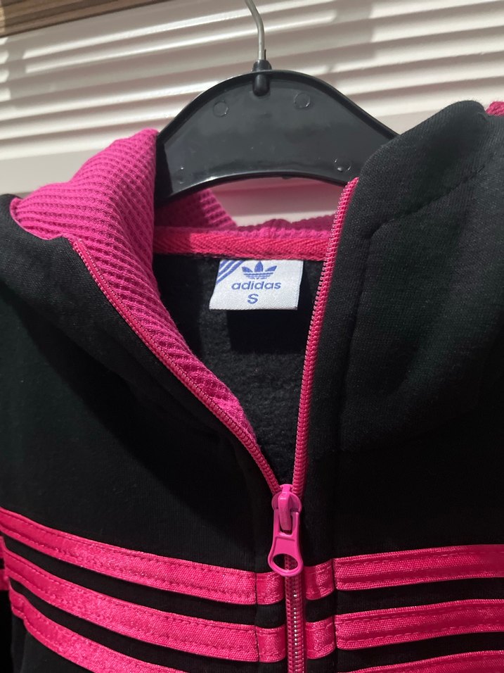 Kapüşonlu Fermuarlı Siyah-Pembe üst - Görsel 2