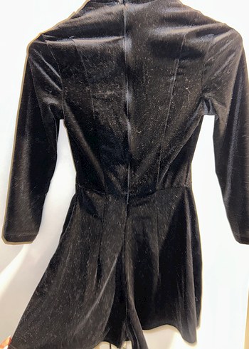 Yarım Kollu Siyah Gotik Mini Tulum - Görsel 5