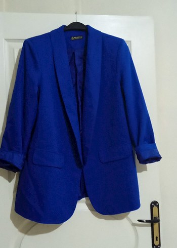 Zara Canli Mavi Siklik Klasik Blazer Ceket