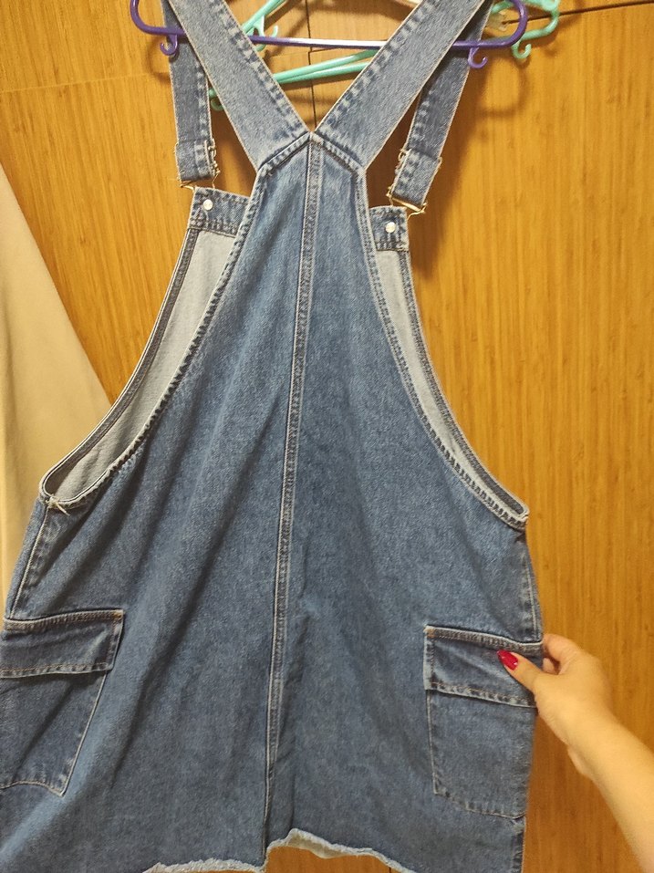 Mavi Kot Kadın Kısa Salopet - Görsel 3