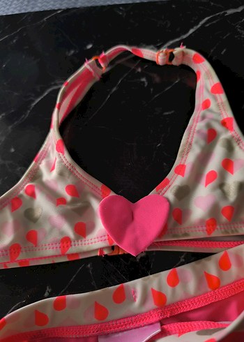 18-24 Ay Beden kız çocuk Kalp Desenli Pembe Kız Bikini