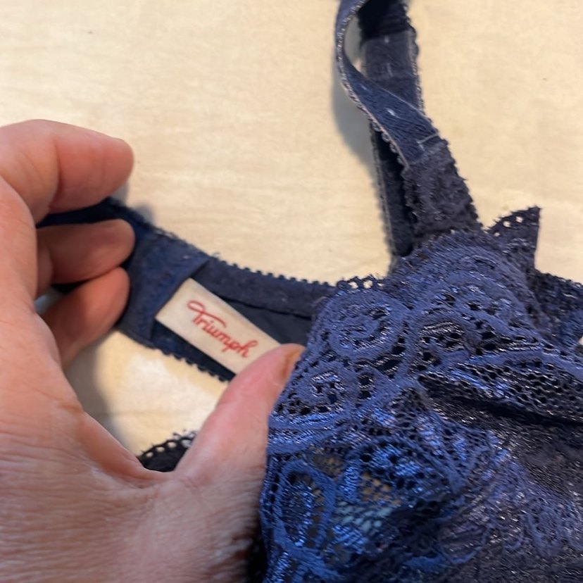 Triumph Lacivert Dantel Midi Sütyen  75/B - Görsel 3