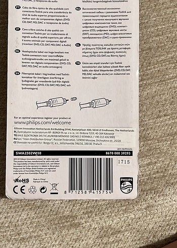 PHILIPS 1,5m Optik Ses Kablosu Kırmızı - Görsel 5