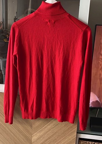 Massimo Dutti  Kırmızı Boğazlı Uzun Kollu Kadın Kazak - Görsel 5