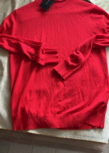 Massimo Dutti  Kırmızı Boğazlı Uzun Kollu Kadın Kazak - Görsel 7