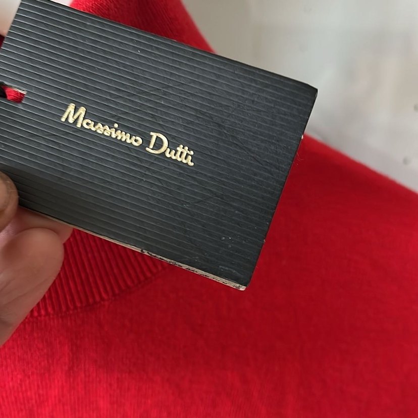 Massimo Dutti  Kırmızı Boğazlı Uzun Kollu Kadın Kazak - Görsel 3