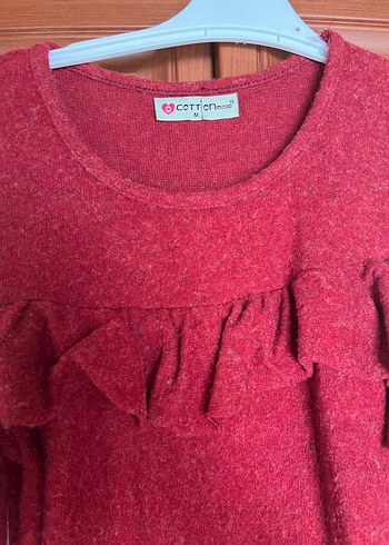 Bordo Uzun Kollu Triko Elbise - Görsel 4