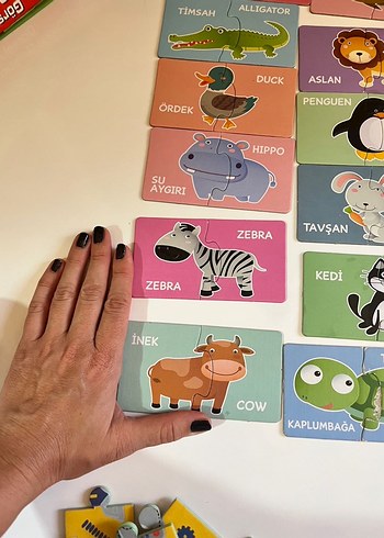Türkçe İngilizce Hayvanlar Puzzle Eğitici Oyuncak - Görsel 3