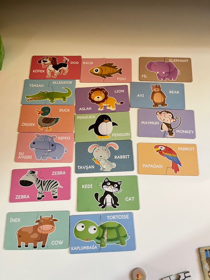 Türkçe İngilizce Hayvanlar Puzzle Eğitici Oyuncak - Görsel 2