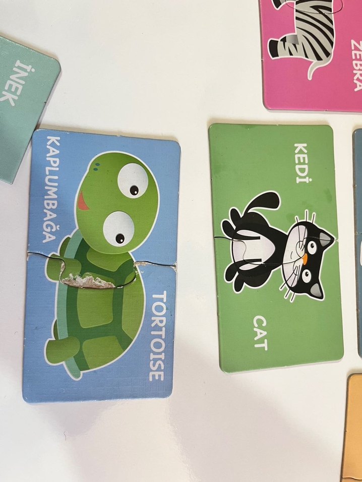 Türkçe İngilizce Hayvanlar Puzzle Eğitici Oyuncak - Görsel 4