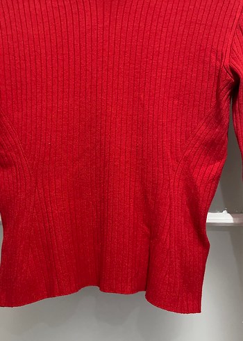 Kırmızı Kadın İnce Triko Uzun Kollu Kazak - Görsel 2
