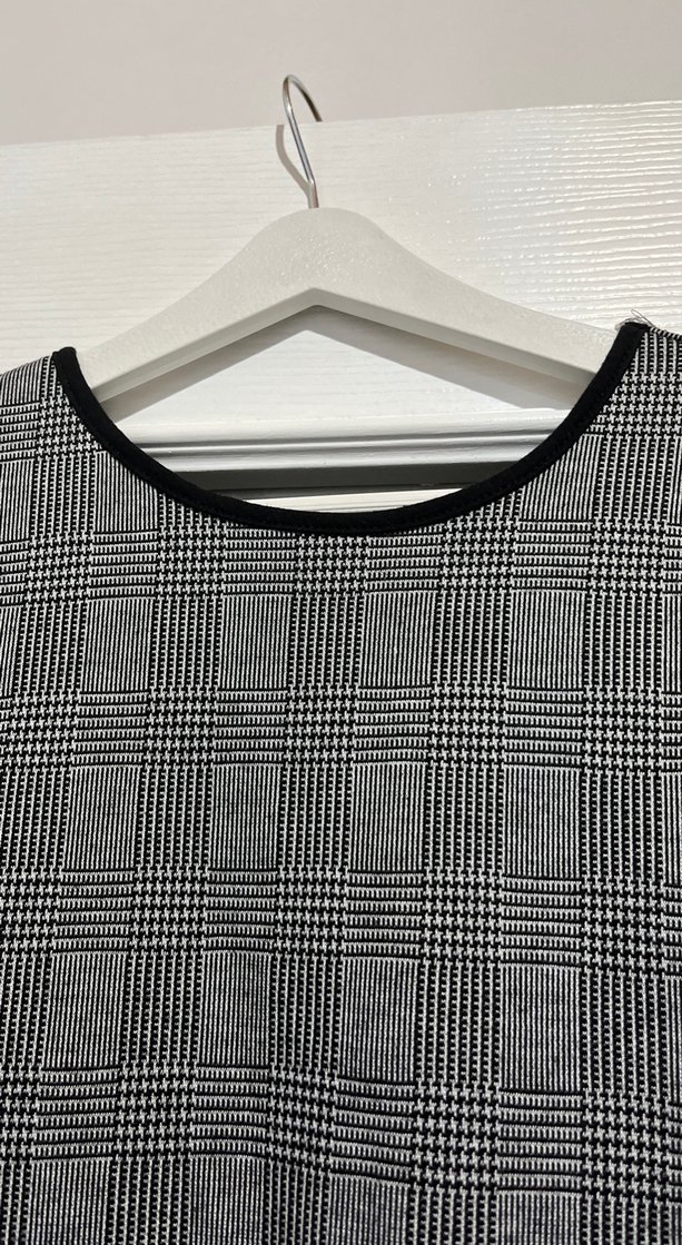 Gri Kareli Uzun Kollu Midi Tunik - Görsel 2