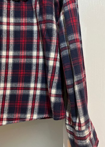 Kadın Kırmızı Ekose Düğmeli Gömlek - Görsel 3