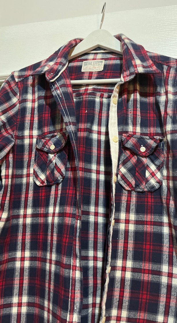 Kadın Kırmızı Ekose Düğmeli Gömlek - Görsel 2