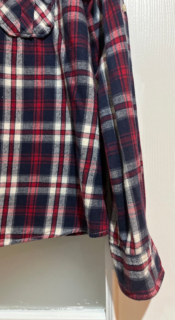 Kadın Kırmızı Ekose Düğmeli Gömlek - Görsel 3