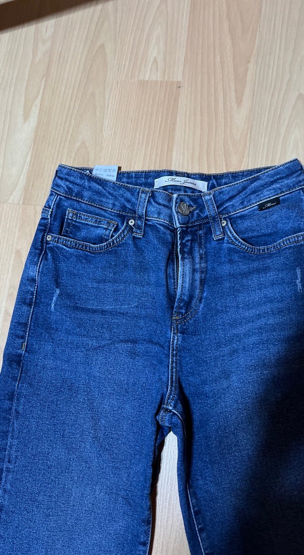 Kadın Lacivert Regular Fit Midi Denim Pantolon - Görsel 4