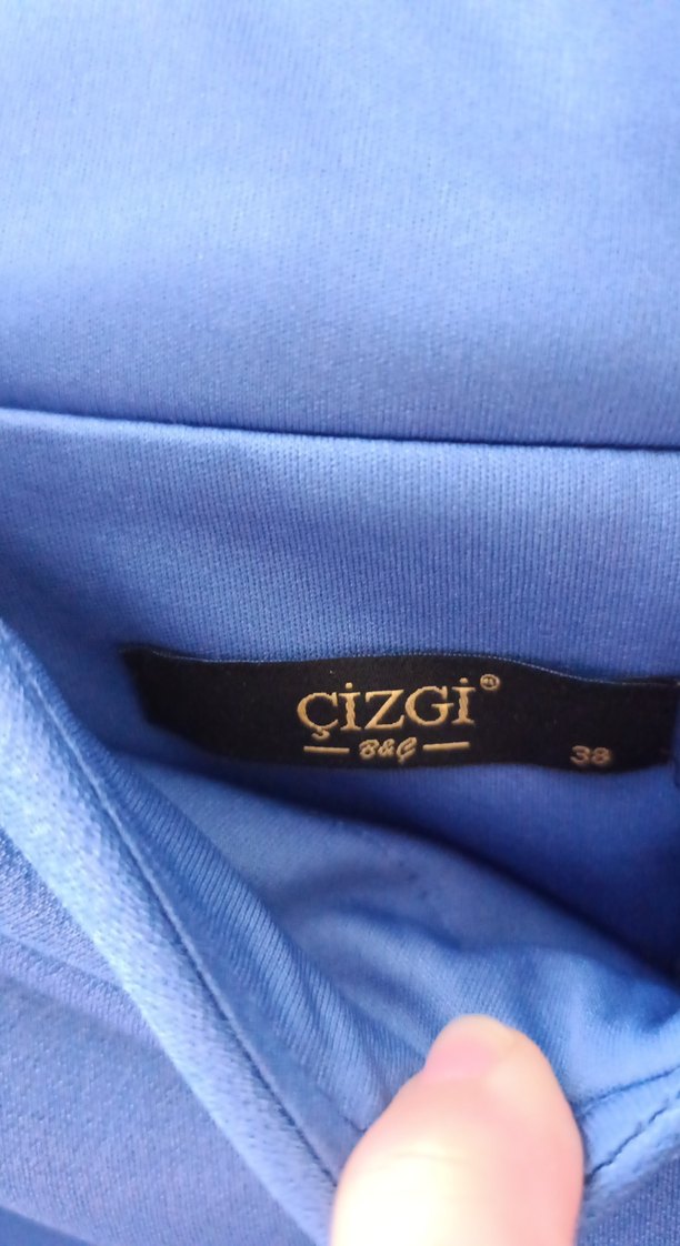 Mavi V Yaka Drapeli Maxi Abiye Elbise - Görsel 4