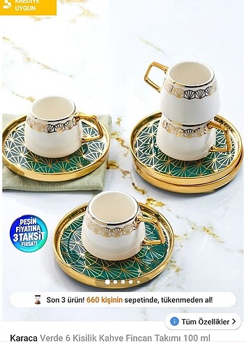 Karaca Verde 6 kişilik fincan takımı 