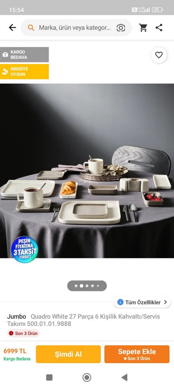 Jumbo  Gri Kahvaltı Takımı - Görsel 4