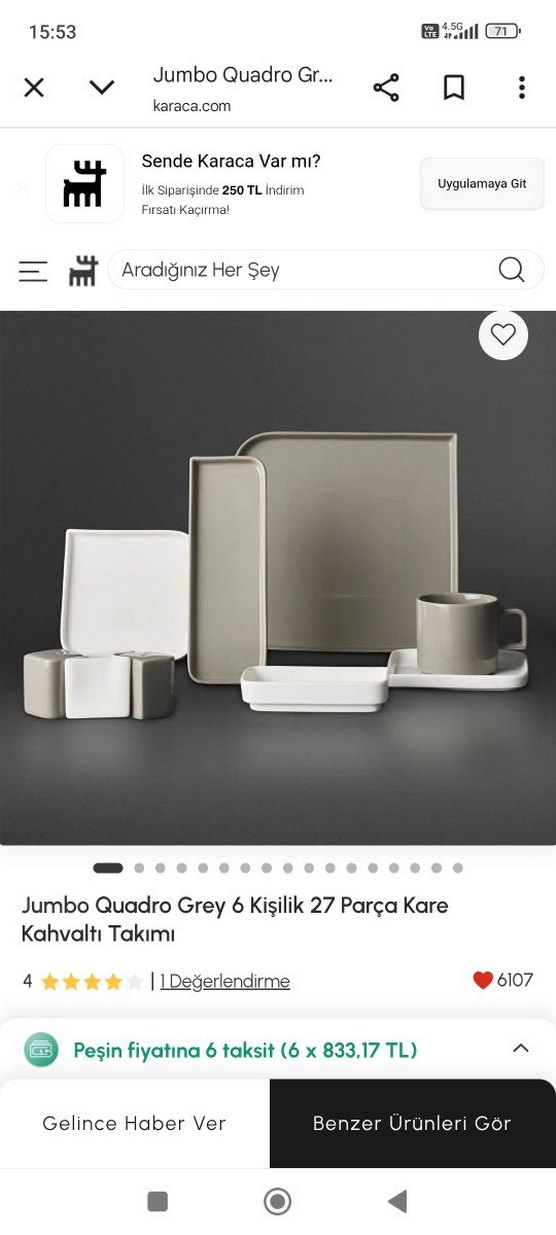 Jumbo  Gri Kahvaltı Takımı - Görsel 2