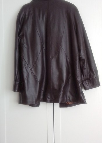 Kahverengi Düğmeli Deri Kadın Ceket - Görsel 5