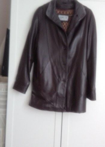 Kahverengi Düğmeli Deri Kadın Ceket - Görsel 11