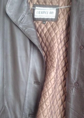 Kahverengi Düğmeli Deri Kadın Ceket - Görsel 7