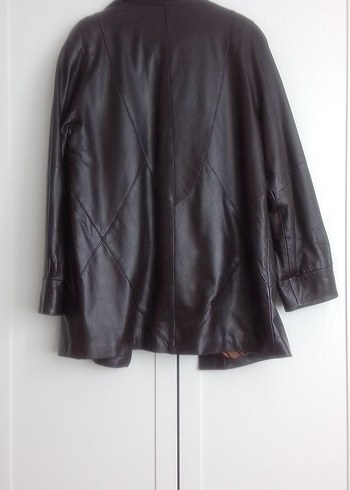 Kahverengi Düğmeli Deri Kadın Ceket - Görsel 6