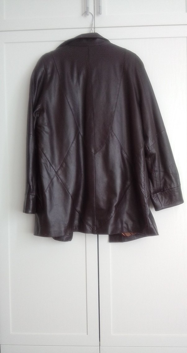 Kahverengi Düğmeli Deri Kadın Ceket - Görsel 5