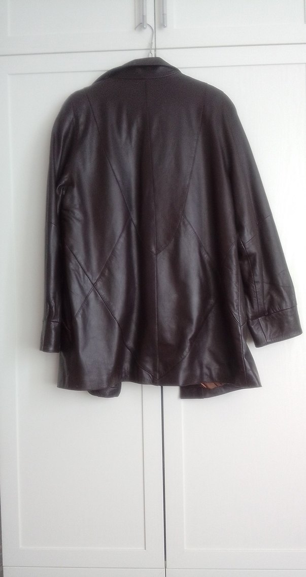 Kahverengi Düğmeli Deri Kadın Ceket - Görsel 4