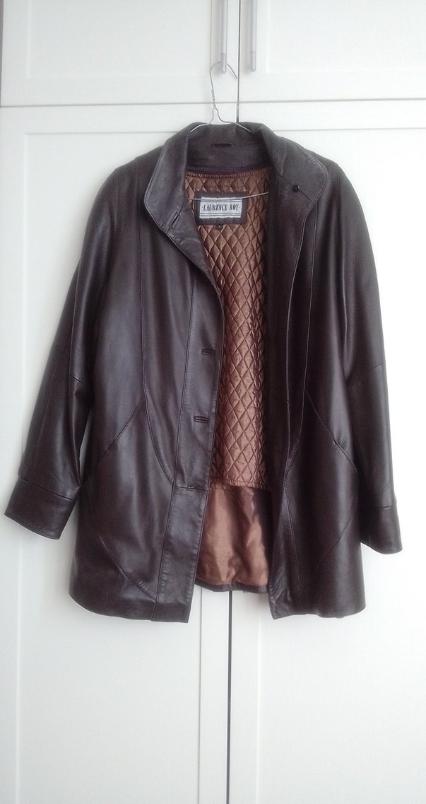 Kahverengi Düğmeli Deri Kadın Ceket - Görsel 2