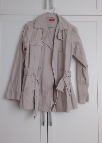 Bej Midi Düğmeli Kadın Trençkot - Görsel 2