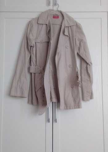 Bej Midi Düğmeli Kadın Trençkot - Görsel 9