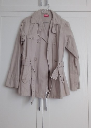 Bej Midi Düğmeli Kadın Trençkot - Görsel 3